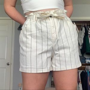 striped paper bag shorts